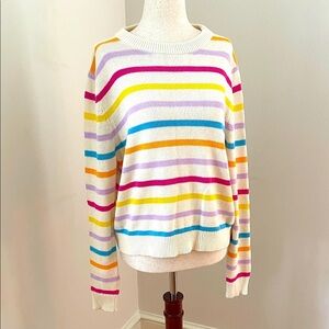 KULE Striped Cotton Linen Sweater XS Oversized